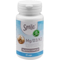 Smile Mg/D3/K2 Complex 45caps - Συμπλήρωμα Διατροφής που Συμβάλει στη Διατήρηση Φυσιολογικών Οστών, στη Μείωση της Κούρασης & Κόπωσης, Χάρη στον Συνδυασμό Μαγνησίου, Βιταμίνης D3 & K2