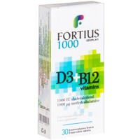 Geoplan Fortius Vitamins D3 1000IU & B12 1000μg 30Disp.tabs - Συμπλήρωμα Διατροφής Βιταμίνης D3 & B12 για Ενίσχυση του Ανοσοποιητικού, Καλή Λειτουργία του Νευρικού Συστήματος, Ενέργεια & Τόνωση