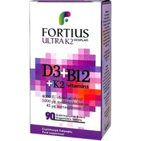 Geoplan Fortius Ultrta Vitamins D3 4000IU, B12 1000μg & K2 42μg 90Disp.tabs - Συμπλήρωμα Διατροφής Βιταμίνης D3, B12 & K2 για Ενίσχυση του Ανοσοποιητικού, Καλή Λειτουργία του Νευρικού Συστήματος, Ενέργεια & Τόνωση