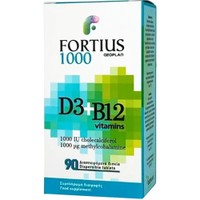 Geoplan Fortius Vitamins D3 1000IU & B12 1000μg 90Disp.tabs - Συμπλήρωμα Διατροφής Βιταμίνης D3 & B12 για Ενίσχυση του Ανοσοποιητικού, Καλή Λειτουργία του Νευρικού Συστήματος, Ενέργεια & Τόνωση