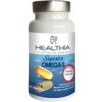 Healthia Superior Omega 3 1380mg 30caps - Συμπλήρωμα Διατροφής Ιχθυελαίου Πλούσιο σε Ω3 & Βιταμίνη Ε για την Υποστήριξη της Καλής Λειτουργίας του Εγκεφάλου, της Όρασης & της Καρδιάς