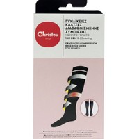 Christou Hi-Tech Compression Socks for Women CH-018 140 DEN 18-22mm Hg Black 1 Ζευγάρι - Small - Γυναικείες Κάλτσες Διαβαθμισμένης Συμπίεσης με Βαμβάκι σε Μαύρο Χρώμα