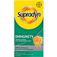 Bayer Supradyn Immunity 1000mg C, D & Zn 30 Effer.tabs - Συμπλήρωμα Διατροφής για τη Φυσιολογική Λειτουργία του Ανοσοποιητικού Συστήματος & την Ενίσχυση της Άμυνας του Οργανισμού