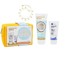 Medisei Panthenol Extra Promo Sun Care Face - Body Milk Spf50, 200ml & Skin Soothing Cream 100ml & Δώρο Αλυσίδα Ποδιού & Νεσεσέρ - Αντηλιακό Γαλάκτωμα Προσώπου - Σώματος Υψηλής Προστασίας & Κρέμα για Ήπια Ηλιακά Εγκαύματα