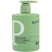 Panthenol Extra Pure Nature 3in1 Cleanser 500ml - Τονωτικό Αφρόλουτρο & Σαμπουάν για Αποτελεσματικό Καθαρισμό σε Πρόσωπο, Σώμα & Μαλλιά για Αίσθηση Φρεσκάδας & Καθαριότητας, με Αντλία