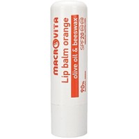 Macrovita Lip Balm Spf20 Orange 4.8gr - Ενυδατικό Βάλσαμο Χειλιών Μέτριας Αντηλιακής Προστασίας με Λάδι Ελιάς & Κερί Μέλισσας, Γεύση Πορτοκάλι