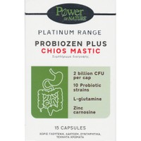 Power Health Platinum Range Probiozen Plus Chios Mastic 15caps - Συμπλήρωμα Διατροφής με Μαστίχα Χίου, Προβιοτικά, Γλουταμίνη & Ψευδάργυρο για Καλή Λειτουργία του Γαστρεντερικού Συστήματος