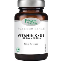 Power of Nature Platinum Range Vitamin C+D3 1000mg/1000iu Time Release 30tabs - Συμπλήρωμα Διατροφής Βιταμίνη C & D3 για Ενίσχυση του Ανοσοποιητικού