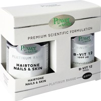 Power Health Promo Platinum Range Hairtone, Nails & Skin 30caps & Δώρο B-Vit 12 1000μg 20tabs - Συμπλήρωμα Διατροφής για Υγιή Μαλλιά, Λαμπερό Δέρμα και Γερά Νύχια & Βιταμίνη B12 για τη Φυσιολογική Λειτουργία Νευρικού, Ανοσοποιητικού Συστήματος