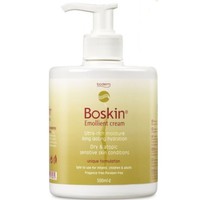 Boderm Boskin Emollient Cream 500ml - Θρεπτική Κρέμα Σώματος για την Αντιμετώπιση της Έντονης Ξηροδερμίας Κατάλληλη για Βρέφη, Παιδιά & Ενήλικες, με Αντλία