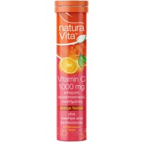 Natura Vita Vitamin C 1000mg 20 Effer.Tabs - Orange - Συμπλήρωμα Διατροφής Βιταμίνης C με Εκχύλισμα Αγριοτριανταφυλλιάς & Βιοφλαβονοειδών Εσπεριδοειδών για Ενίσχυση του Ανοσοποιητικού με Γεύση Πορτοκάλι