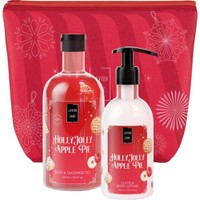 Lavish Care Promo Holly Jolly Apple Pie Bath & Shower Gel 500ml & Glitter Body Lotion 300ml & Νεσεσέρ 1 Τεμάχιο - Αρωματικό Αφρόλουτρο & Κρέμα Σώματος με Αντλία & Glitter με Ευχάριστο Συνδυασμό Αρωμάτων Λαχταριστού Μήλου & Κανέλας, με Γιορτινή Διάθεση