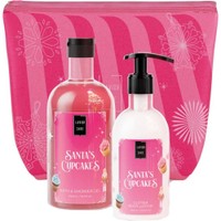 Lavish Care Promo Santa's Cupcakes Bath & Shower Gel 500ml & Glitter Body Lotion 300ml & Νεσεσέρ 1 Τεμάχιο - Αρωματικό Αφρόλουτρο & Κρέμα Σώματος με Αντλία & Glitter με Ευχάριστο Συνδυασμό Αρωμάτων με Νότες Καρύδας & Λιωμένης Καραμέλας, με Γιορτινή Διάθεση