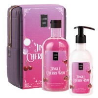 Lavish Care Promo Jingle Cherry Rum Bath & Shower Gel 500ml & Glitter Body Lotion 300ml & Νεσεσέρ 1 Τεμάχιο - Ενυδατικό Αφρόλουτρο με Φρουτώδες Φρέσκο Άρωμα με Βάση το Κεράσι για Γιορτινή Διάθεση & Glitter με Ευχάριστο Συνδυασμό Αρωμάτων που Απογειώνει τη Διάθεση για Εορταστικές Εξόδους & Χριστουγεννιάτικες Συναντήσεις με Αντλία
