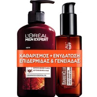 L'oreal Paris Promo Men Expert BarberClub Beard, Face & Hair Wash Gel 200ml & Face & Beard Oil 30ml - Τζελ Καθαρισμού 3 σε 1 για Μούσια, Πρόσωπο & Μαλλιά & Ενυδατικό Καταπραϋντικό Έλαιο για Πρόσωπο & Μούσια