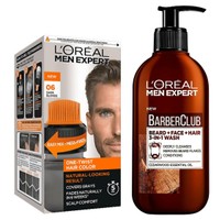 L'oreal Paris Men Expert Πακέτο Προσφοράς Beard, Face & Hair Wash 200ml & One-Twist Hair Colour No 06 Dark Blonde, 50ml - Kαθαρισμός 3 σε 1 για Μούσια, Πρόσωπο & Μαλλιά & Βαφή Μαλλιών για Γρήγορο & Εύκολο Φυσικό Αποτέλεσμα