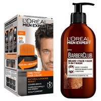 L'oreal Paris Men Expert Πακέτο Προσφοράς Beard, Face & Hair Wash 200ml & One-Twist Hair Colour No 05 Light Brown, 50ml - Kαθαρισμός 3 σε 1 για Μούσια, Πρόσωπο & Μαλλιά & Βαφή Μαλλιών για Γρήγορο & Εύκολο Φυσικό Αποτέλεσμα