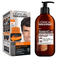 L'oreal Paris Men Expert Πακέτο Προσφοράς Beard, Face & Hair Wash 200ml & One-Twist Hair Colour No 04 Nature Brown, 50ml - Kαθαρισμός 3 σε 1 για Μούσια, Πρόσωπο & Μαλλιά & Βαφή Μαλλιών για Γρήγορο & Εύκολο Φυσικό Αποτέλεσμα