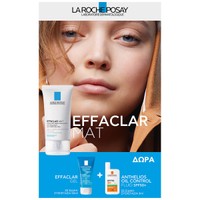 La Roche-Posay Promo Effaclar Mat 40ml & Δώρο Effaclar Gel 50ml & Δώρο Anthelios UVMune 400 Spf50+, 3ml - Ενυδατική Σγηματορρυθμιστική Κρέμα για Ματ Αποτέλεσμα & Αφρώδες Τζελ Καθαρισμού που Εξισορροπεί το pH του Δέρματος & Αντηλιακή Κρέμα-Gel Προσώπου Πολύ Υψηλής Προστασίας, Κατάλληλη για Λιπαρές Επιδερμίδες