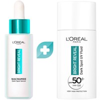L'Oreal Paris Promo Bright Reveal Niacinaminde Dark Spot Serum 30ml & Dark Spot UV Fluid Spf50+, 50ml - Ορός Προσώπου με Νιασιναμίδη Κατά των Κηλίδων & Αντηλιακή Κρέμα Προσώπου Πολύ Υψηλής Προστασίας με Νιασιναμίδη