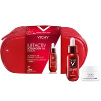 Vichy Promo Liftactiv Collagen Specialist 16 Bonding Serum 30ml & Δώρο Night Cream 15ml & Δώρο Νεσεσέρ 1 Τεμάχιο - Αντιρυτιδικός Ορός Προσώπου που Ενισχύει την Παραγωγή Κολλαγόνου & Καταπολεμά τα 16 Σημάδια της Γήρανσης & Κρέμα Νύχτας για Επανόρθωση Βαθιών Ρυτίδων με Βιοπεπτίδια & Ρεσβερατρόλη