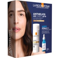 La Roche-Posay Promo Anthelios Age Correct Photocorrection Daily Cream Spf50, 50ml & Δώρο Hyalu B5 Suractivated Serum 10ml - Αντηλιακή Αντιγηραντική Κρέμα Προσώπου Υψηλής Προστασίας με Αντιοξειδωτική Δράση Κατά των Σκούρων Κηλίδων & Αντιρυτιδικός Ορός Προσώπου για Επανόρθωση, Αναπλήρωση με Τεχνολογία 4 Ισχυρών Μορφών Υαλουρονικού Οξέος