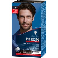 Schwarzkopf Men Perfect Anti-Grey Coloring Gel - N80 Φυσικό Μαύρο Καστανό - Τζελ Μαλλιών με Χρώμα για την Κάλυψη των Λευκών με Φυσικό Χρωματικό Αποτέλεσμα