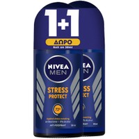 Nivea Πακέτο Προσφοράς Men Stress Protect 72h Deo Roll-on 2x50ml - Ανδρικό Αποσμητικό 72ωρης Προστασίας από τον Ιδρώτα