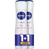 Nivea Promo Talc Sensation Quick Dry Deodorant Spray 2x150ml 1+1 Δώρο - Γυναικείο Αποσμητικό 48ωρης Προστασίας με Πούδρα Kaolin 