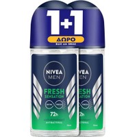Nivea Promo Men Fresh Sensation 72h Anti-Perspirant Roll-On 100ml (2x50ml) - Ανδρικό Αποσμητικό Roll-On για 72ωρη Προστασία με Αντιβακτηριακές Ιδιότητες & Φρέσκο Άρωμα