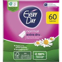 Every Day Normal Extra Dry 60 Τεμάχια - Ανατομικά Σερβιετάκια Κανονικού Μήκους για Καθημερινή Προστασία, Άνεση & Σιγουριά με Εκχύλισμα Χαμομηλιού