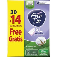 Every Day Promo XL All Cotton 30 Τεμάχια & Δώρο Επιπλέον 14 Τεμάχια - Ανατομικά Σερβιετάκια Extra Μακριά για Καθημερινή Προστασία, Άνεση & Σιγουριά με 100% Βαμβακερό Κάλυμμα