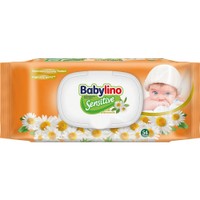 Babylino Sensitive with Chamomile Baby Wipes 54 Τεμάχια - Μωρομάντηλα με Ίνες Φυτικής Προέλευσης & Εκχύλισμα Χαμομηλιού, Ιδανικά για Ευαίσθητο Δέρμα, με Καπάκι