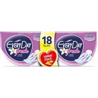 Every Day Fresh Maxi Night Ultra Plus Value Pack 18 Τεμάχια - Μεγάλου Μήκους Λεπτές Σερβιέτες με Φτερά Προστασίας για Χρήση Κατά τη Διάρκεια της Νύχτας