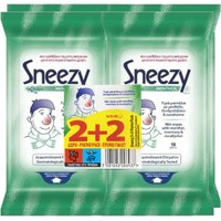 Sneezy Promo Menthol Wet Wipes 48 Τεμάχια (4x12 Τεμάχια) - Απαλά Υγρά Μαντηλάκια με Μενθόλη, Δενδρολίβανο & Ευκάλυπτο που Ανακουφίζουν από το Συνάχι Κατά των Ερεθισμών στην Περιοχή της Μύτης