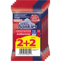 Wet Hankies Extra Safe Extra Large Antibacterial 4x12 Τεμάχια 2+2 Δώρο - Αντισηπτικά Μαντηλάκια που Δρουν Κατά των Μικροβίων & των Ιών Γρίπης