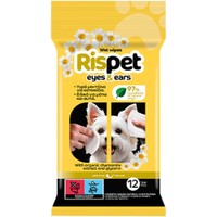 Rispet Eyes & Ears Wet Wipes 12 Τεμάχια - Υγρά Μαντήλια Καθαρισμού Κατοικίδιων για Μάτια & Αυτιά
