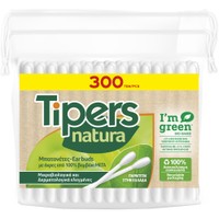 Tipers Natura 300 Τεμάχια - Μπατονέτες με Άκρες από 100% Βαμβάκι & Οικολογικό Σχεδιασμό