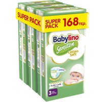 Babylino Sensitive Cotton Soft Super Pack Midi Νο3 (4-9kg) 168 Τεμάχια (3x56 Τεμάχια) - 