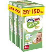 Babylino Sensitive Cotton Soft Super Pack Maxi Νο4 (8-13kg) 150 Τεμάχια (3x50 Τεμάχια) - 