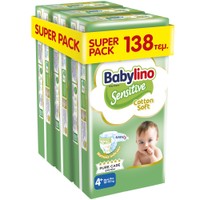 Babylino Sensitive Cotton Soft Super Pack Maxi Plus Νο4+ (10-15kg) 138 Τεμάχια (3x46 Τεμάχια) - 