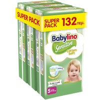 Babylino Sensitive Cotton Soft Super Pack Junior Νο5 (11-16kg) 132 Τεμάχια (3x44 Τεμάχια) - 