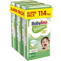 Babylino Sensitive Cotton Soft Super Pack Extra Large Νο6 (13-18kg) 114 Τεμάχια (3x38 Τεμάχια) - 