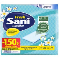Sani Sensitive Fresh Maxi Plus  90x60cm 15 Τεμάχια σε Ειδική Τιμή - Διακριτικά Αρωματισμένα Υποσέντονα Ακράτειας