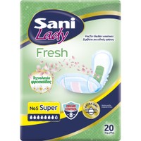 Sani Lady Fresh No5 Super 20 Τεμάχια - Γυναικείες Σερβιέτες Νυκτός για Ελαφράς Μορφή Ακράτειας