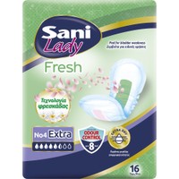 Sani Lady Fresh No4 Extra 16 Τεμάχια - Γυναικείες Σερβιέτες Νυκτός για Ελαφράς Μορφή Ακράτειας