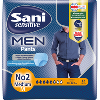 Sani Sensitive Men Pants 12 Τεμάχια - No2 Medium 80-120cm - Ελαστικά Εσώρουχα μιας Χρήσης για Άνδρες