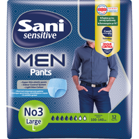 Sani Sensitive Men Pants 12 Τεμάχια - No3 Large 100-140cm - Ελαστικά Εσώρουχα μιας Χρήσης για Άνδρες
