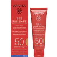 Apivita Bee Sun Safe Hydra Fresh Tinted Face Gel-Cream With Marine Algae & Propolis Spf50, Light Texture 50ml - Ενυδατική Κρέμα Gel Προσώπου με Χρώμα Ελαφριάς Υφής, Υψηλής Αντηλιακής Προστασίας με Θαλάσσια Φύκη & Πρόπολη