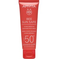 Apivita Bee Sun Safe Hydra Sensitive Soothing Face Cream Spf50+ Light Texture 50ml - Καταπραϋντική Κρέμα Προσώπου Ελαφριάς Υφής, Πολύ Υψηλής Αντηλιακής Προστασίας για Ευαίσθητες Επιδερμίδες με Χαμομήλι & Πρόπολη